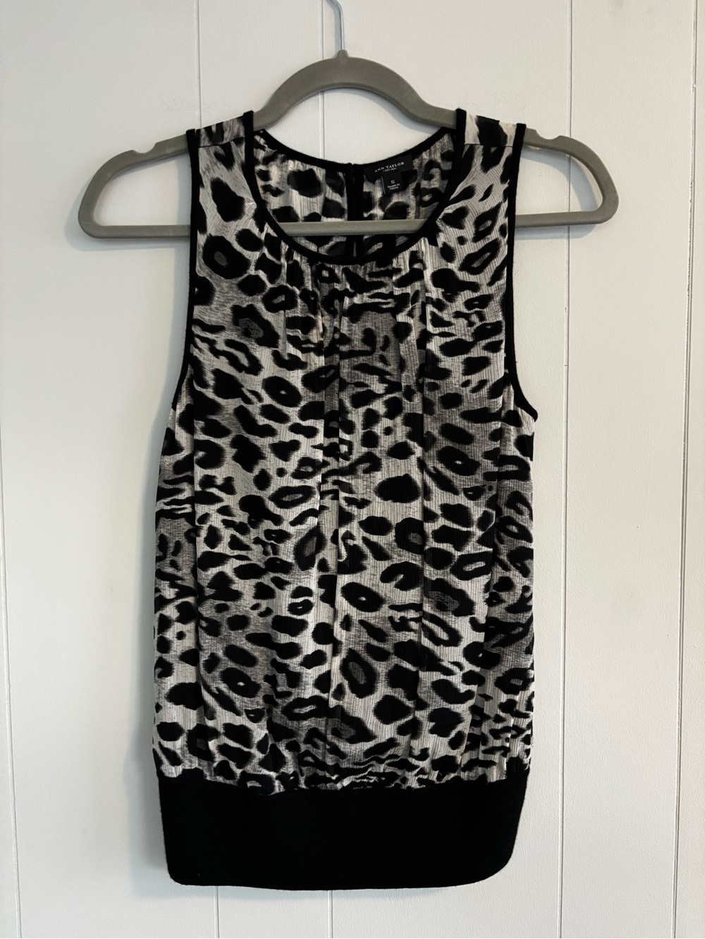 Ann Taylor Black and White Animal Print Tank